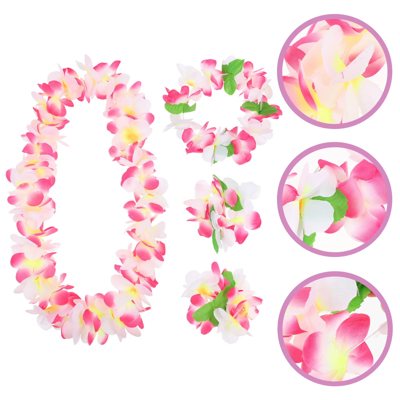 

1 set Flower Leis Set Bright Color Soft Lightweight Hawaiian Party Decor For Beach Birthday Festival Stage Performance Hawaii
