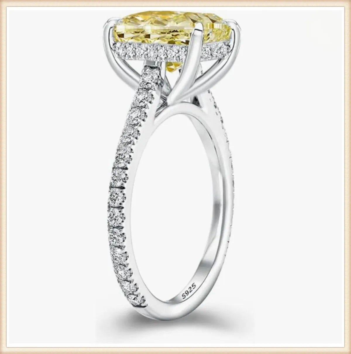 14K Solid Gold Lab-Grown Diamond IGI Certified CVD/HPHT Cushion Cut 2ct Yellow Diamond Engagement Ring Platinum Engagement Ring