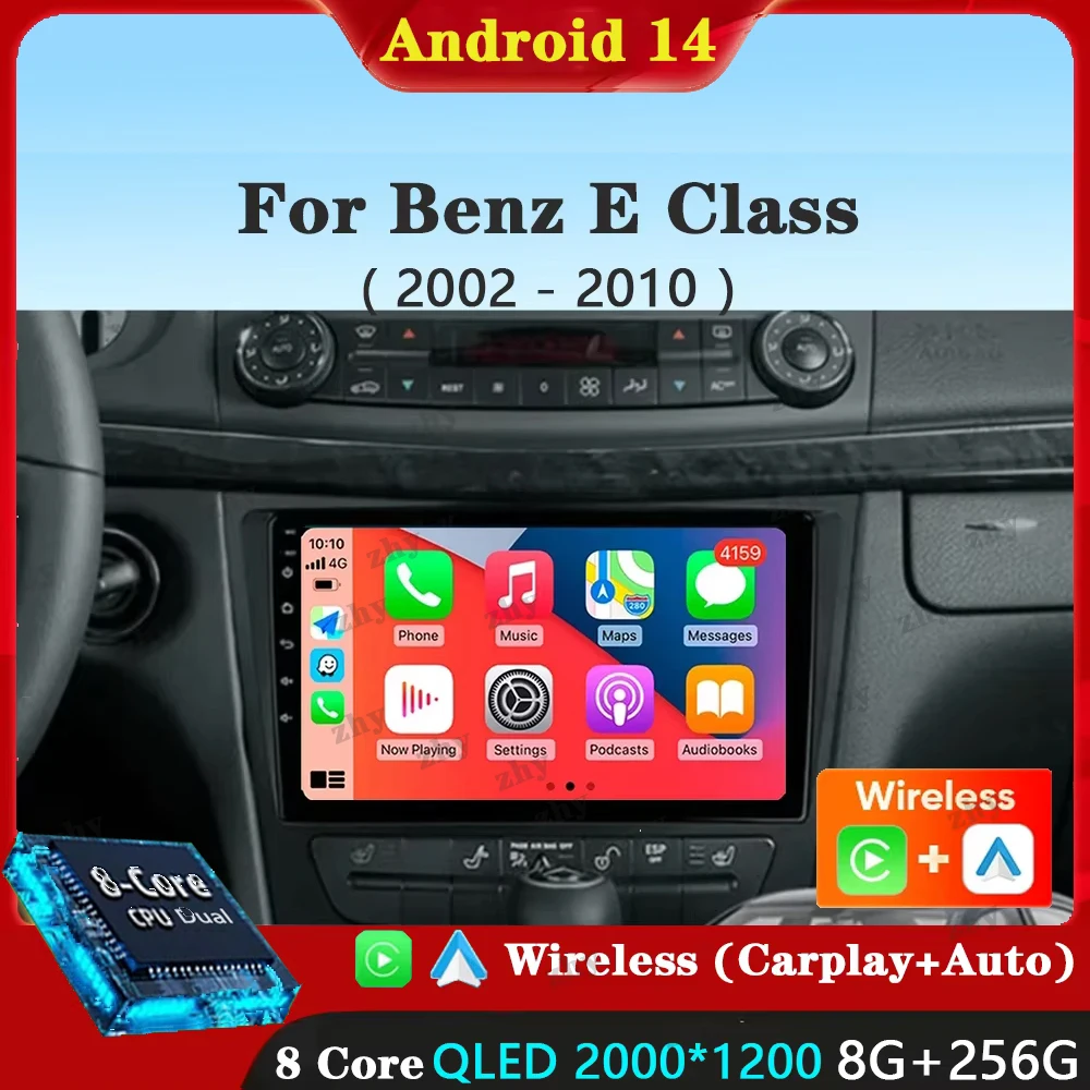 For Mercedes Benz E Class S211 W211 CLS Class C219 2002 - 2010 Android 14 Carplay Car Radio Multimedia Video Player Navigation