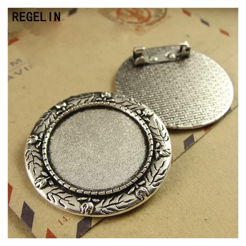 REGELIN 5 sztuk/partia wewnętrzna rozmiar 25mm broszka baza wisiorek ustawienie Fit Cabochon broszka ustawienie tacy DIY ocena biżuteria — zdjęcie 2