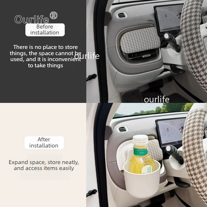For GWM Ora 5 2026 2027 Left Air Vent Cup Holder Coffee Milk Tea Drink Holder Storage Box GPS Phone Navigation Mount accessories