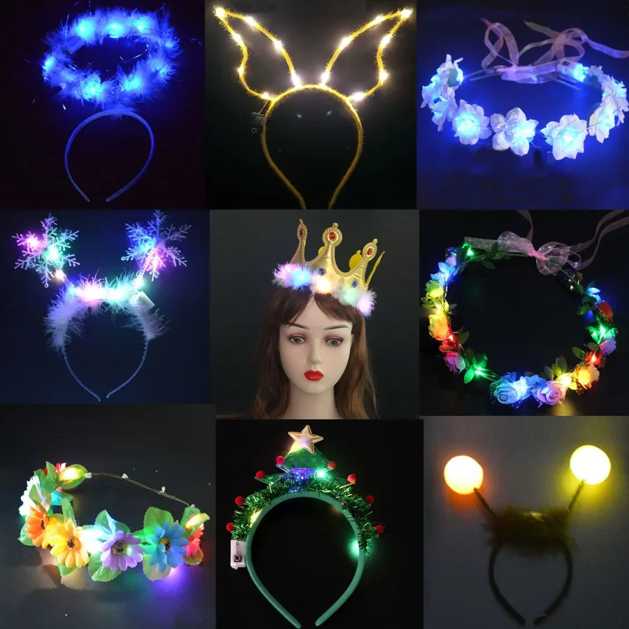 1pcs Kids Adult Light Up LED Headband Butterfly Branch Bee tentacle Animal Elk Angel Glow Party Supplies Gift Wedding Carnival