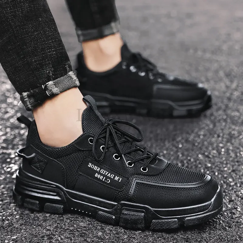 Walking Flats Men Casual Shoes Breathable Black Mesh Sneakers Male Skateboard Footwear New Fashion Non-slip Jogging Trainers Man