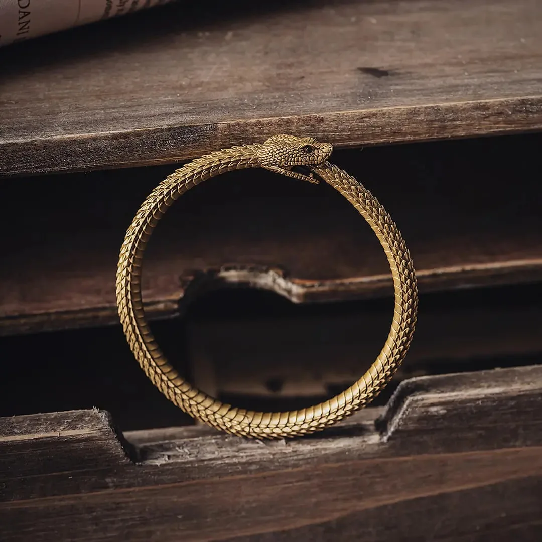 COPPERTIST.WU Mens Ouroboros Bracelet Snake Bangles for Women Cool Cuff Arm Vintage Aesthetic Jewelry