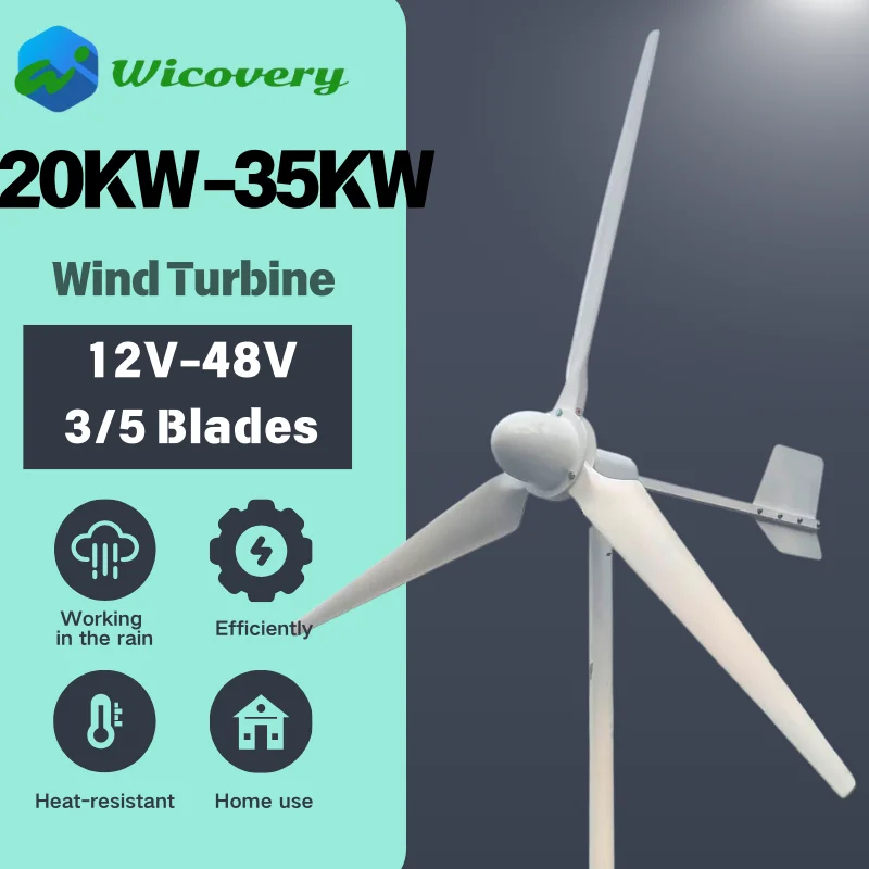 

20KW 35KW 25KW Horizontal Wind Turbine Generator Windmill With hybird Charger Controller and 96V 110V 220V On grid inverter