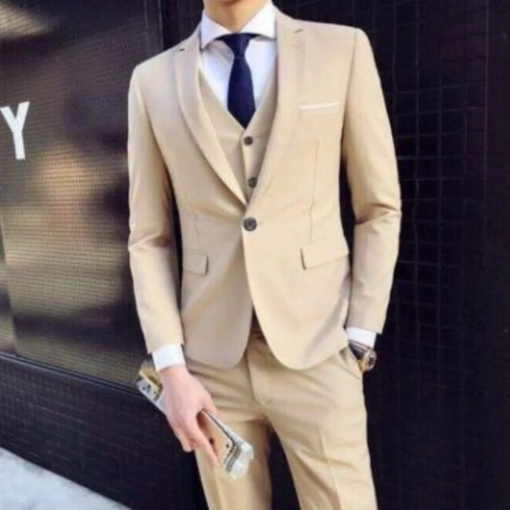 

Men Smart Casual Men's 3 Piece Suits Slim Fit Groomsmen Tuxedos Formal Wedding_Business Men Suits Jacket+Vest+Trousers for Part