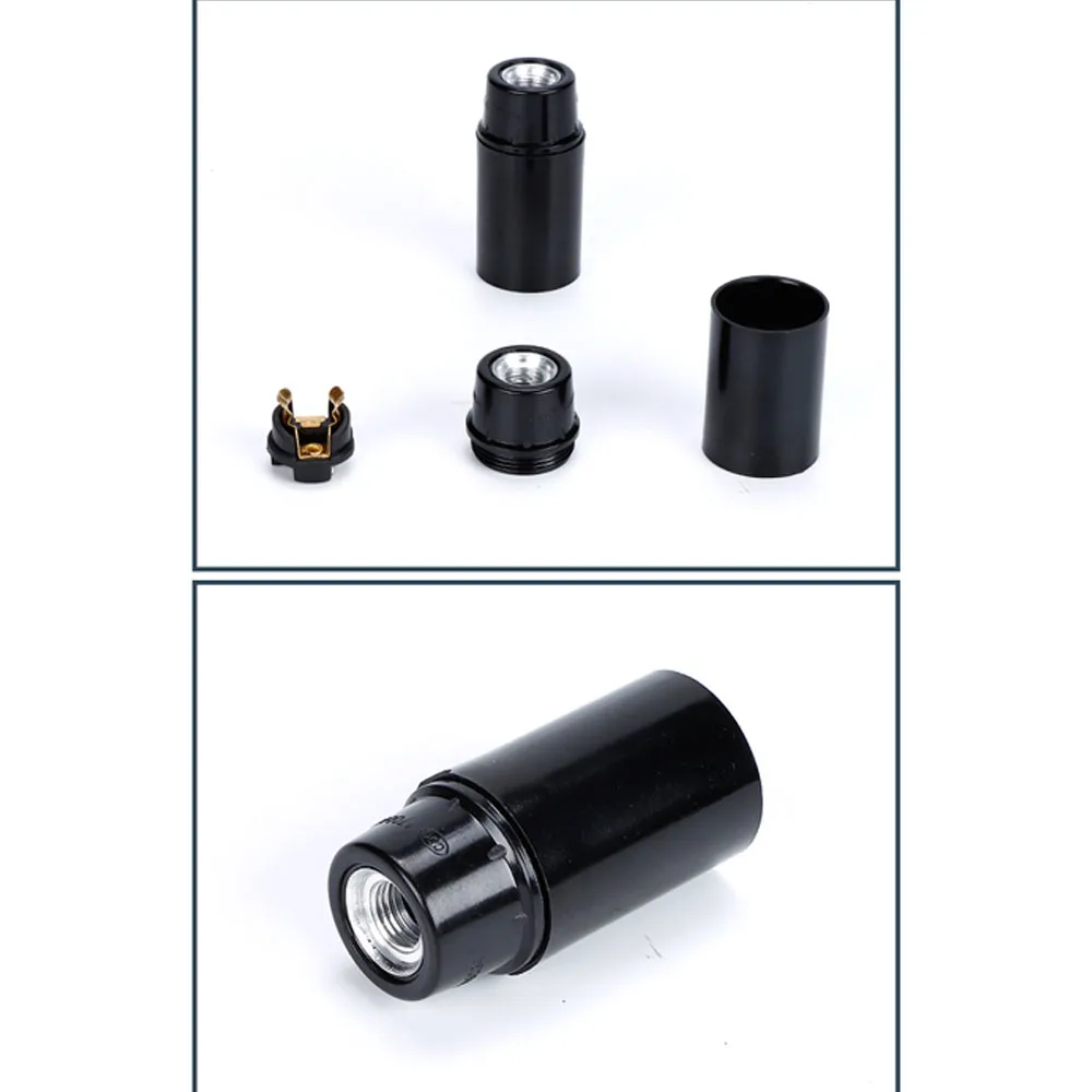 1 PCS Black E14 Self-locking Bakelite Lamp Holder E14 Aluminum Cap Screw 4A 250V