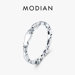 Modian Novel Fish Stackable Ring Real 925 Sterling Silver Fashion Special Animal Finger Rings Minimalist Jewelry For Women Gift