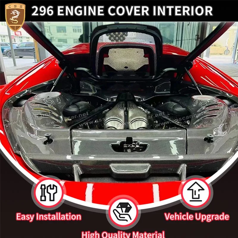 

NEW Dry Carbon Fiber Car Interior Engine Bay Trims For Ferrari 296 GTB OEM Style Inner Bonnet Hood Compartment Panel Replacement