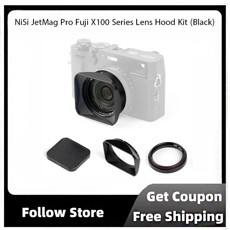 

NiSi JetMag Pro Fuji X100 Series Lens Hood Kit (Black) – NC UV Filter + 49mm Filter Adapter