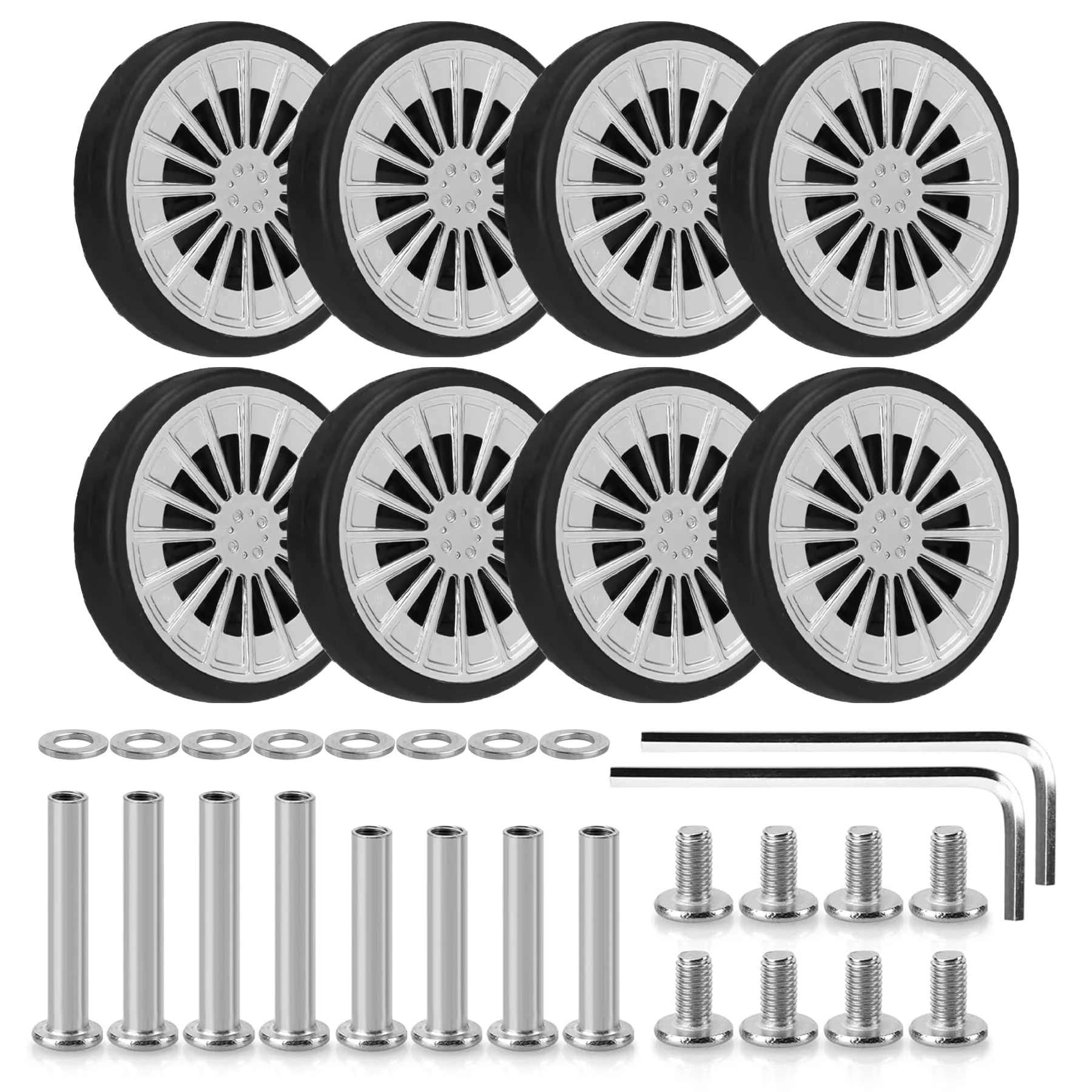 

4/8 шт. серебристые колеса для багажа, дорожного чемодана, сменное колесо, износостойкое колесико тележки, 55 мм, запасные части для колес багажа