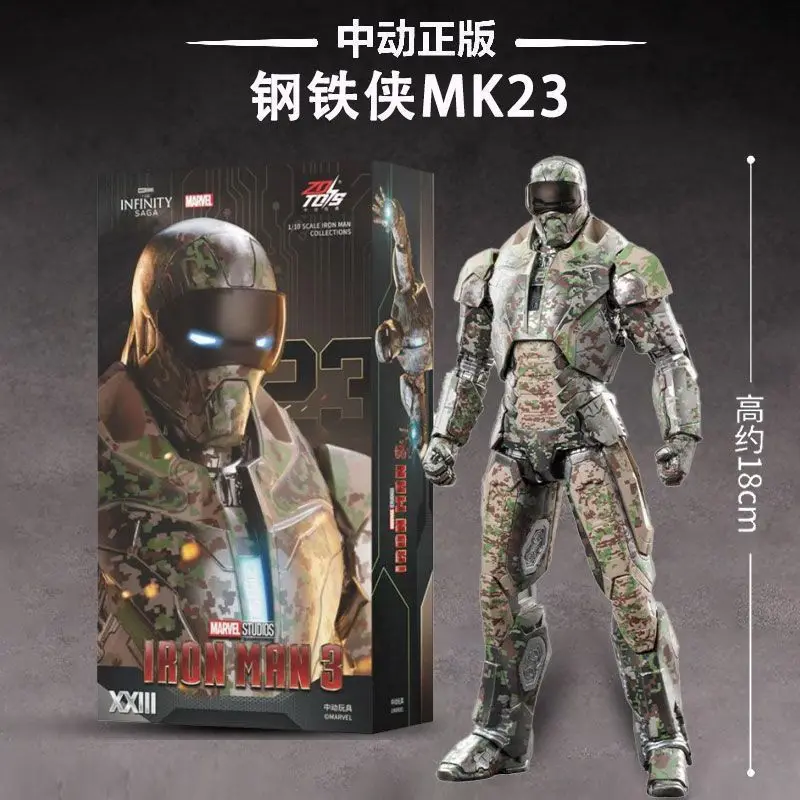 Zdtds Iron Man Tony Stark Mk23 Action Figure 1/10 Schaal Beweegbare Gewrichten Avengers Thema Collectible Toy Cadeau voor Fans