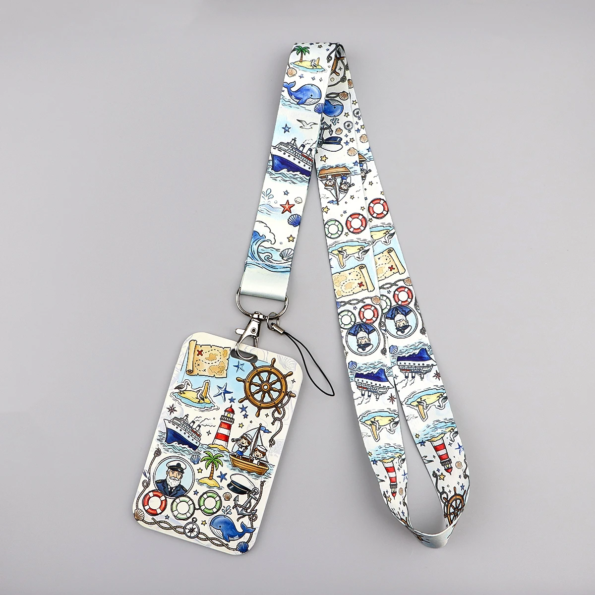 Nautical Coast Scenery Lanyard Neck Strap Keychain Card Cover Badge Holder Mobile Phone Hang Rope Keyring Accessories Gift