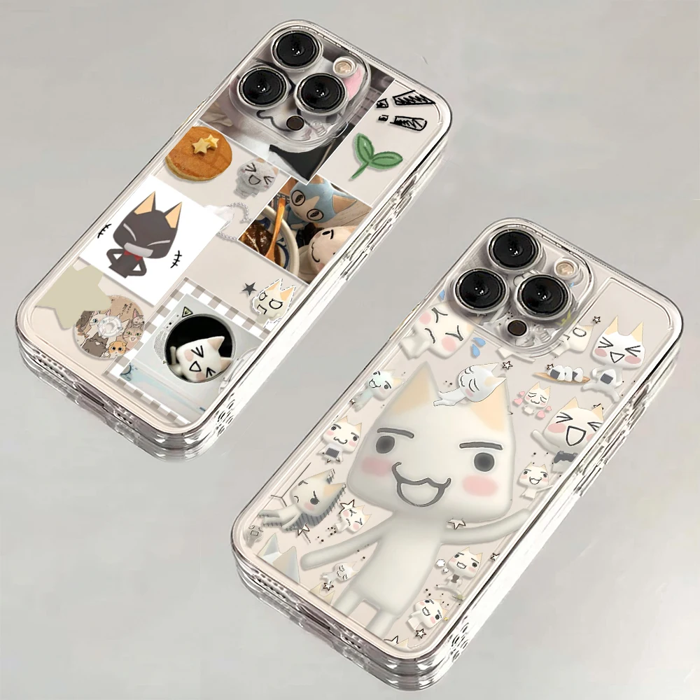 INS Cute Toro Inoue Cat Phone Case For iPhone 16 15 14 13 12 11 Mini Pro Max X XR XSMax 7 8 Plus SE20 Transparent Cover