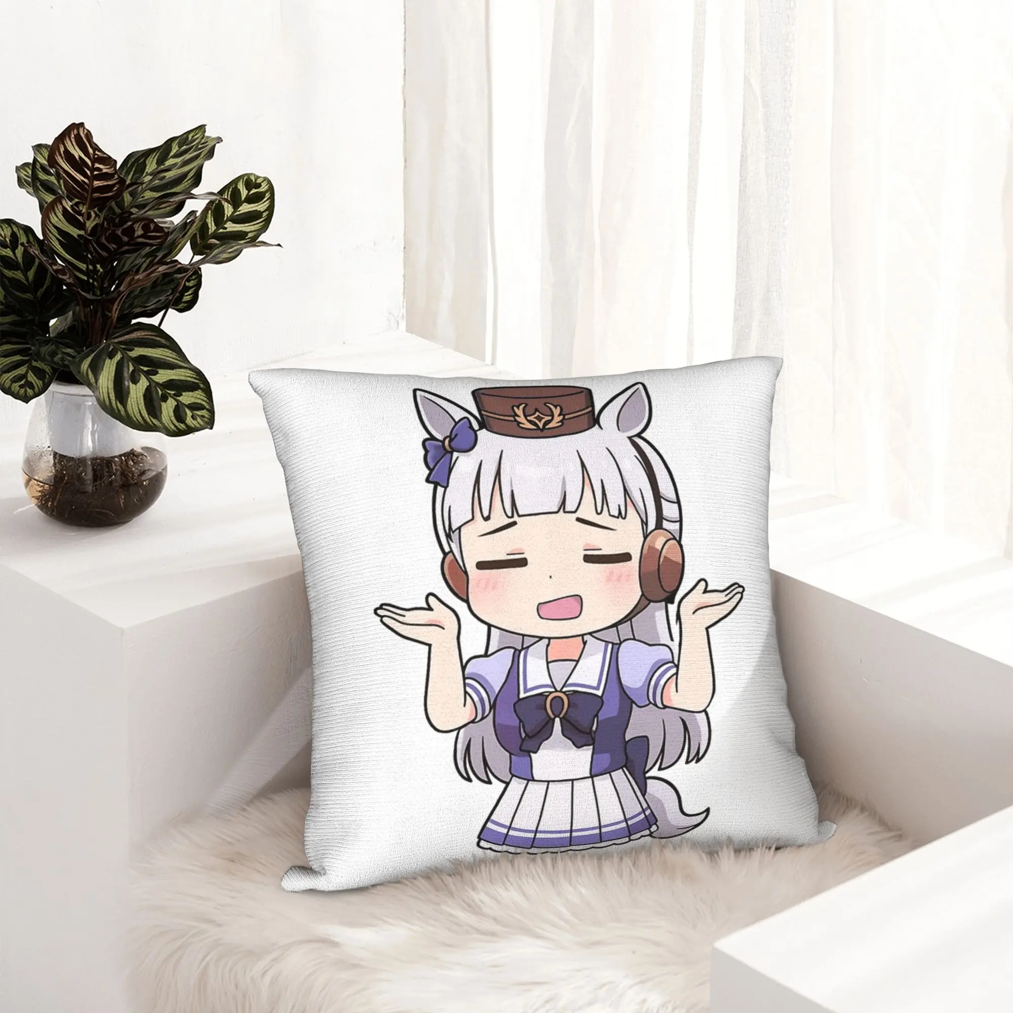 Gold Ship Chibi Uma Musume Pretty Derby Pillowcase Soft Cushion Cover Decorative  Pillow Case Cover Home Zippered