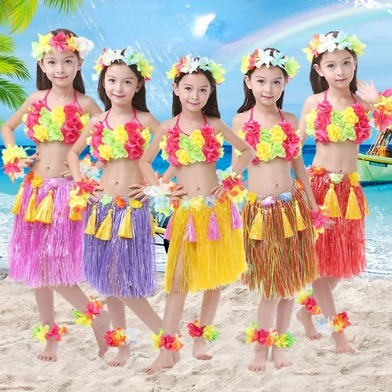 40cm Length Girls Teens Hawaiian Costume Hula Skirt Luau Flower Leis Party Accessories Wedding Festival