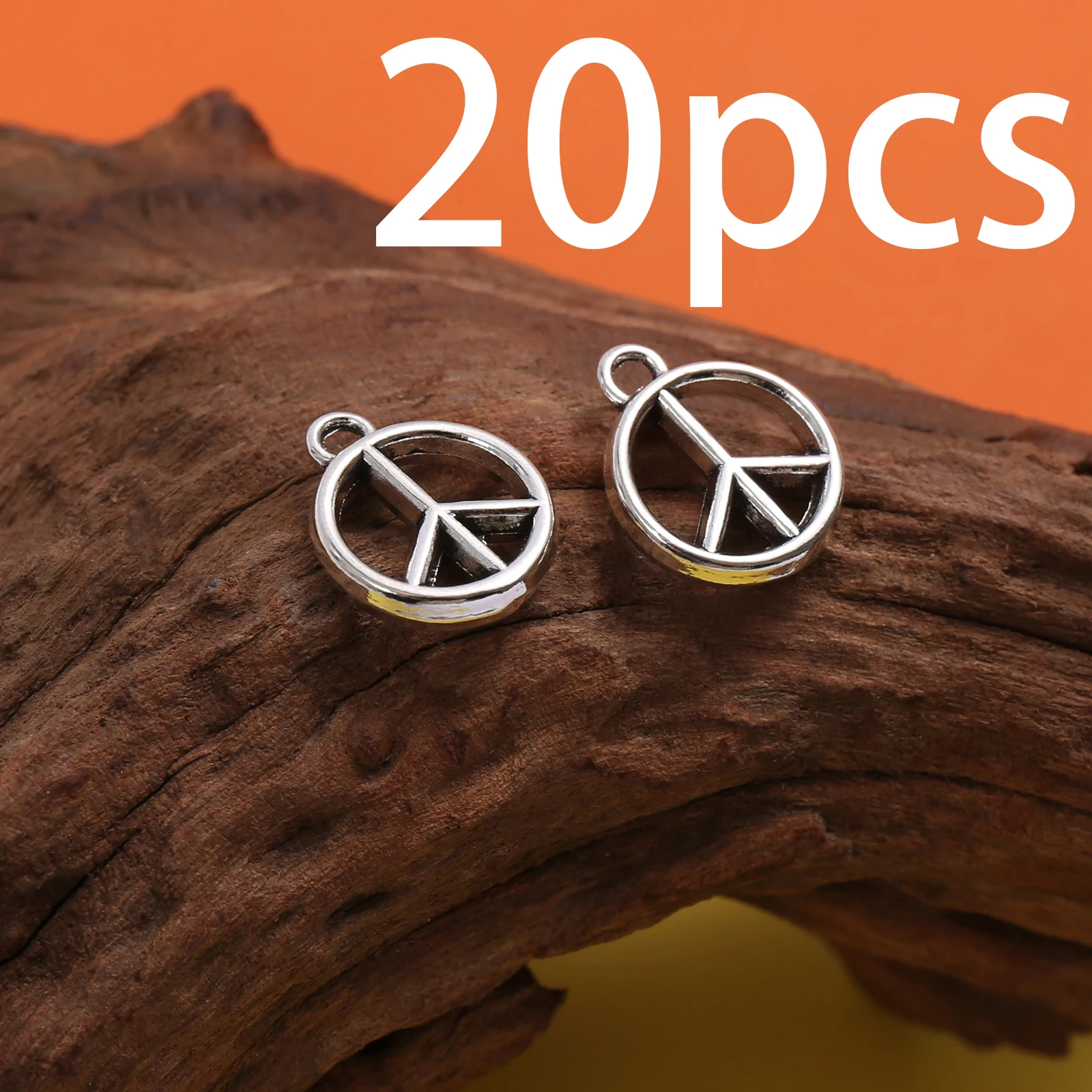 20 Pieces of Vintage-Style Hollow Peace Symbol Pendants, Logo-Shaped, with Built-In Hanging Loops, Suitable for DIY Bracelets, Earrings, Necklaces, Niche Trendy Handmade Beading Accessories