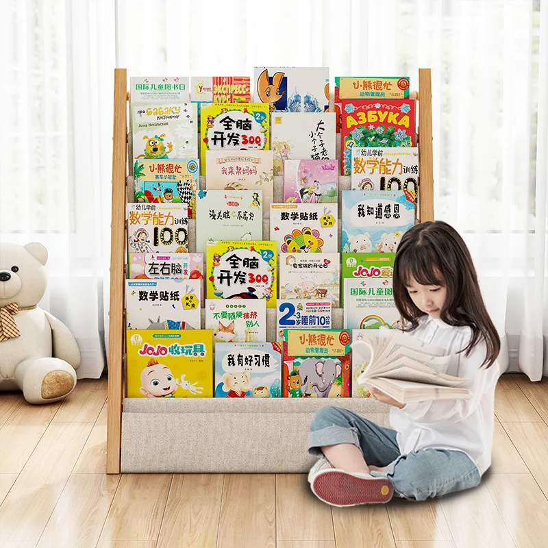 Solid wood children's bookshelf small bookcase shelf kindergarten household book storage rack