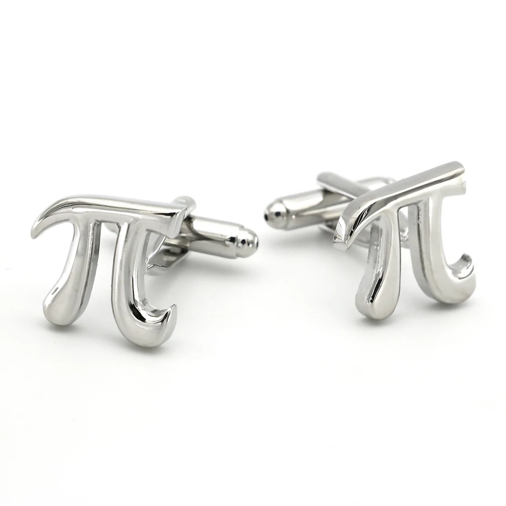 Mathematical Symbols Design Pi Cufflinks Non-rusting Silver Color Cuff Links Wholesale&retail Quality Brass Material