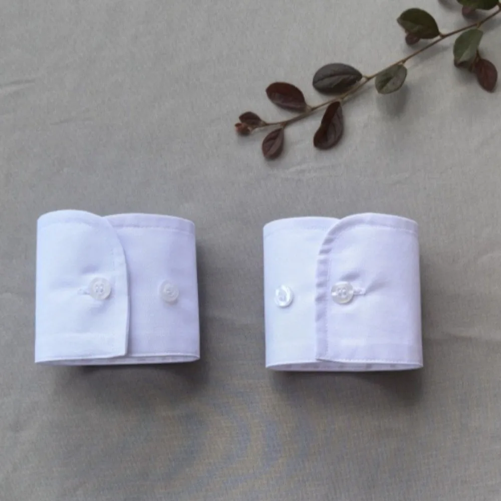 Fashion White Black False Wrist Cuffs Detachable Black Button False Collars Polyester Costume Accessory Shirt False Simple Cuffs