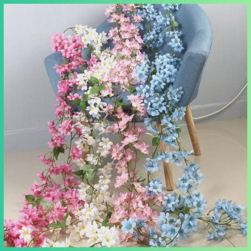 230cm Artificial Flowers Cherry Blossom Sakura Garland Wedding Arch Garden Backdrop Home Party Decoration Silk Fake Plants Vine