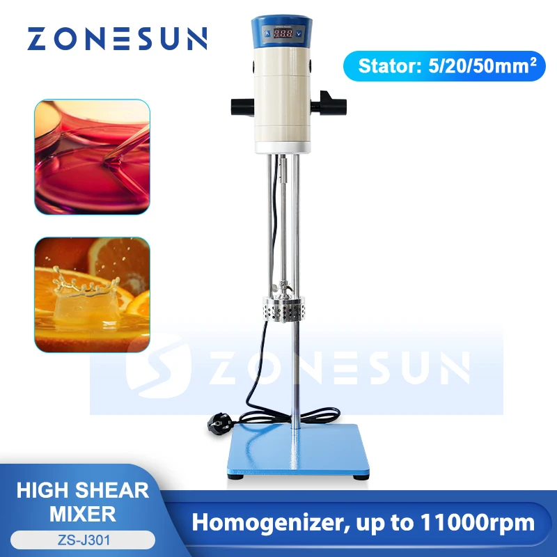 

ZONESUN Emulsifying Mixer Cosmetics Immiscible Liquid Colloids Emulsion Vinaigrettes Homogenized Milk Cutting Fluid ZS-J300