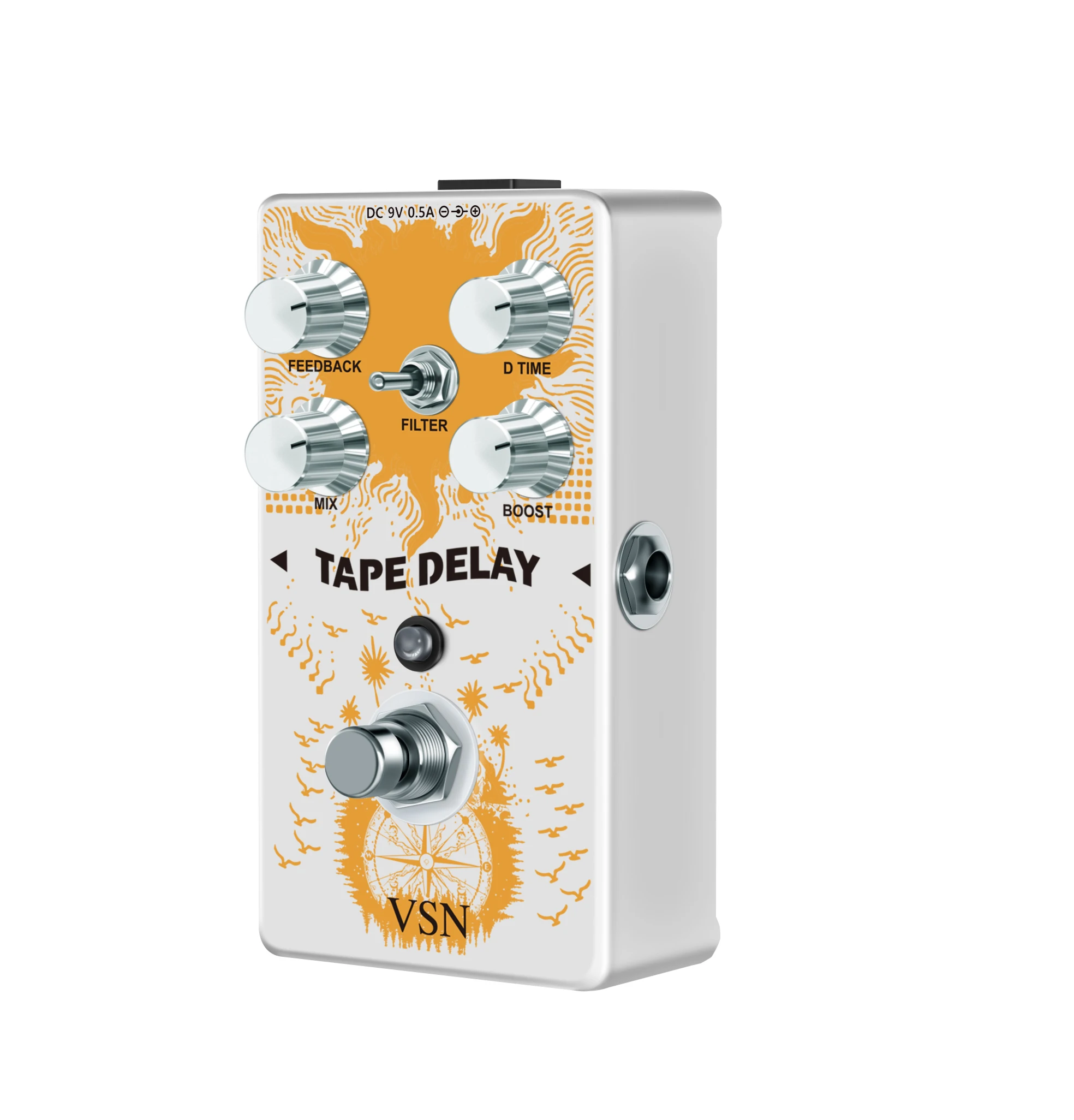 VSN RE-01 Tape Delay Guitar Effect Pedal Combined with Delay and Bass Effects, Wide Range Delay Adjustment, Make Real Bass