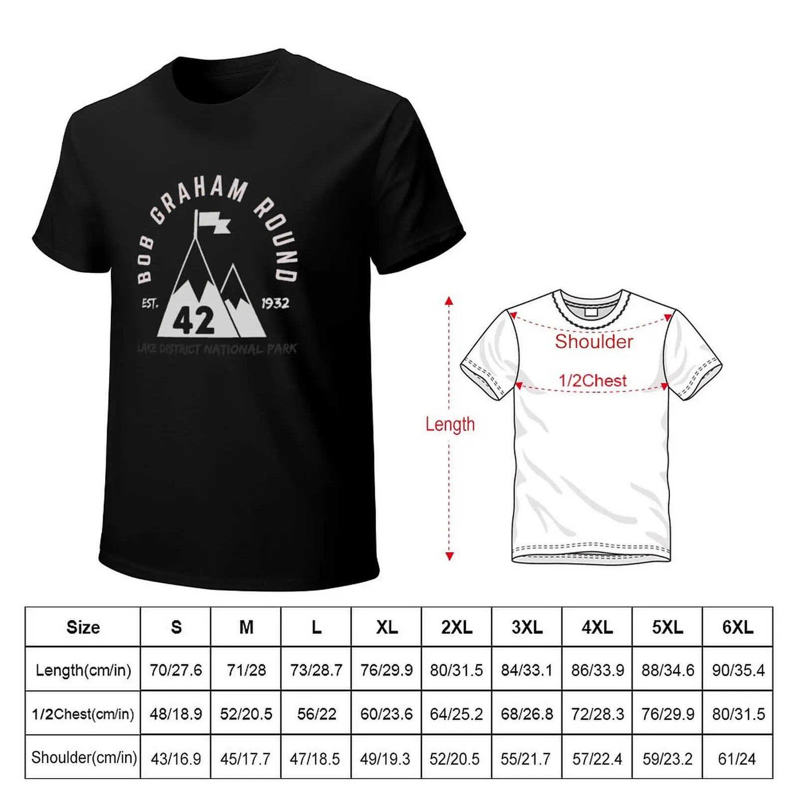 Bob Graham Round - Conquered Collection - Challenge Walks UK - #18 T-Shirt Casual Lightweight Short Sleeve Top