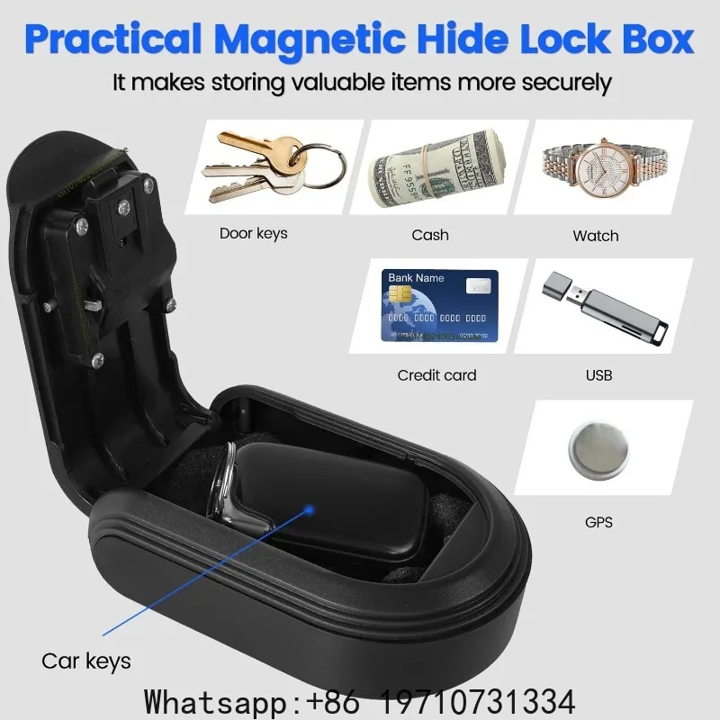 Magnetic Key Lock Box 4-Digit Combination Hider Under Car Strong Magnet Indoors Outdoor