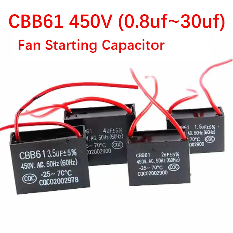 

2-10pcs cbb61 capacitor 450vac 0.8uf 1uf 1.5uf 2uf 3uf 4uf 4.5uf 5uf 6uf 7uf 8uf 10uf 12uf 14uf 15uf 16uf 18uf 20uf 25uf 30uf