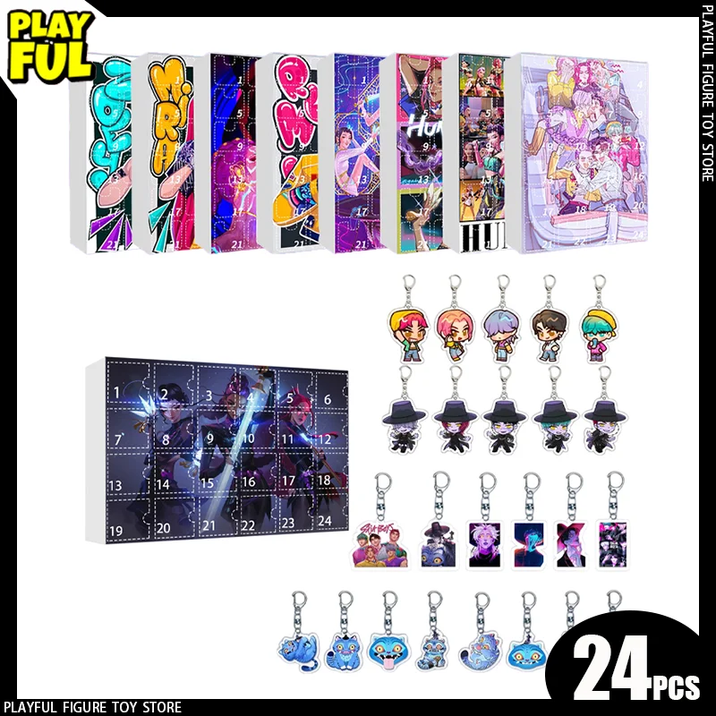 

New In Stock 2025 Kpop Demon Hunters Halloween Advent Calendar K-Pop Huntr/X Hunters Keychain Pendant Figure Toy Christmas Gift