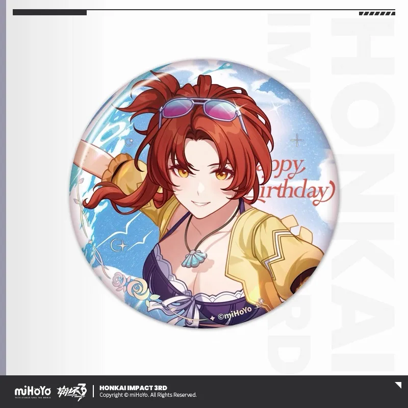 MiHoYo 공식 정품 Honkai Impact 3 2025 생일 인사말 시리즈 Tinplate 배지 FUHUA MEI 테레사 코스프레 애니메이션 게임 선물