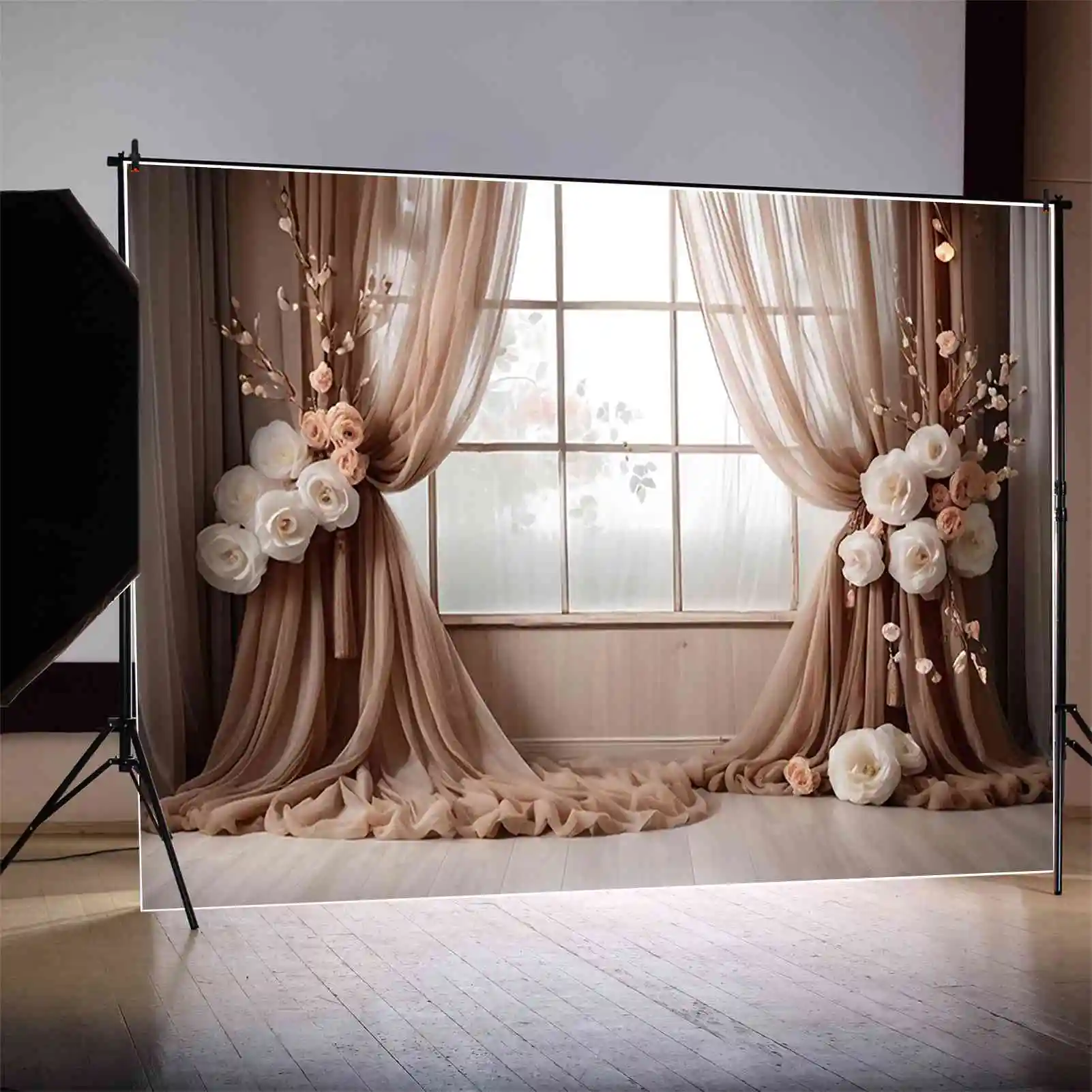 MOON.QG винтажное окно свадебный фон женские богемные занавески цветочные фоны под заказ Фотографические принадлежности