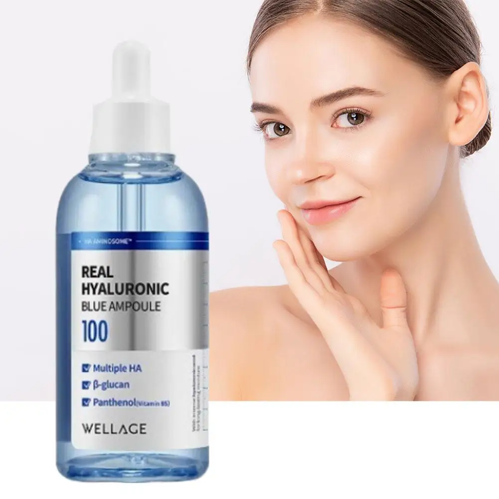 

Real Hyaluronic Acid Facial Essence 24H Hydration Firming Fine Lines Plumping Vitamin B5 Multiple HA Blue Ampoule Skin Care