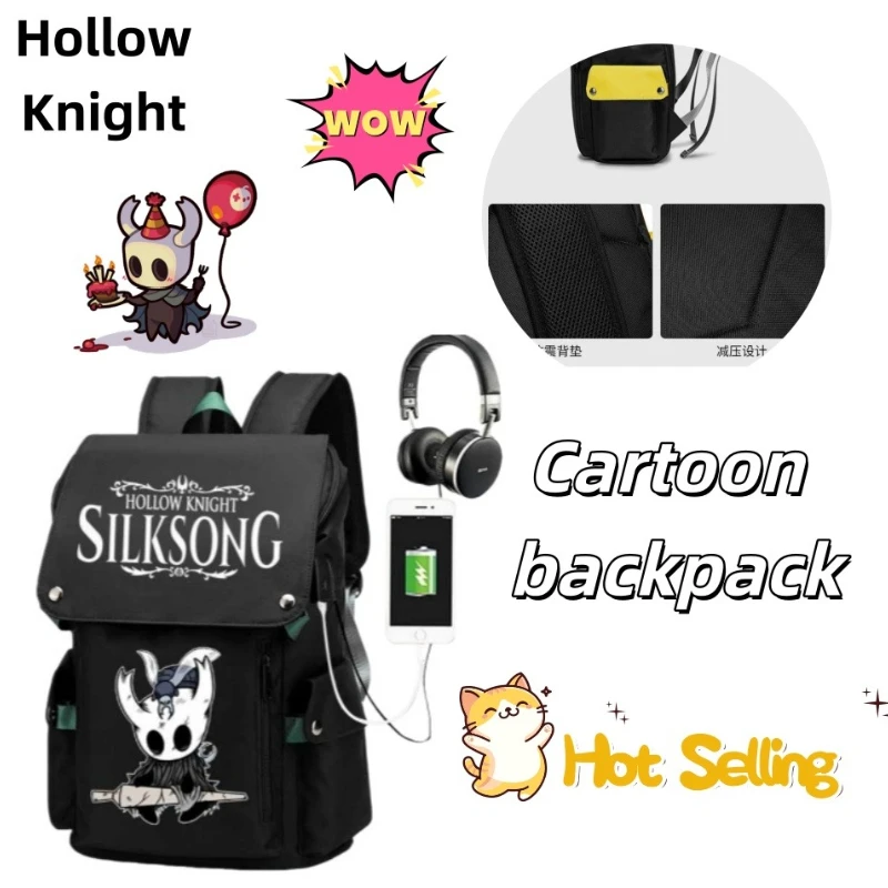 

Hollow Knight Anime Game Merchandise Cartoon Creative Fashion Cute Boys and Girls Large Capacity Printed Double Shoulder BagGift