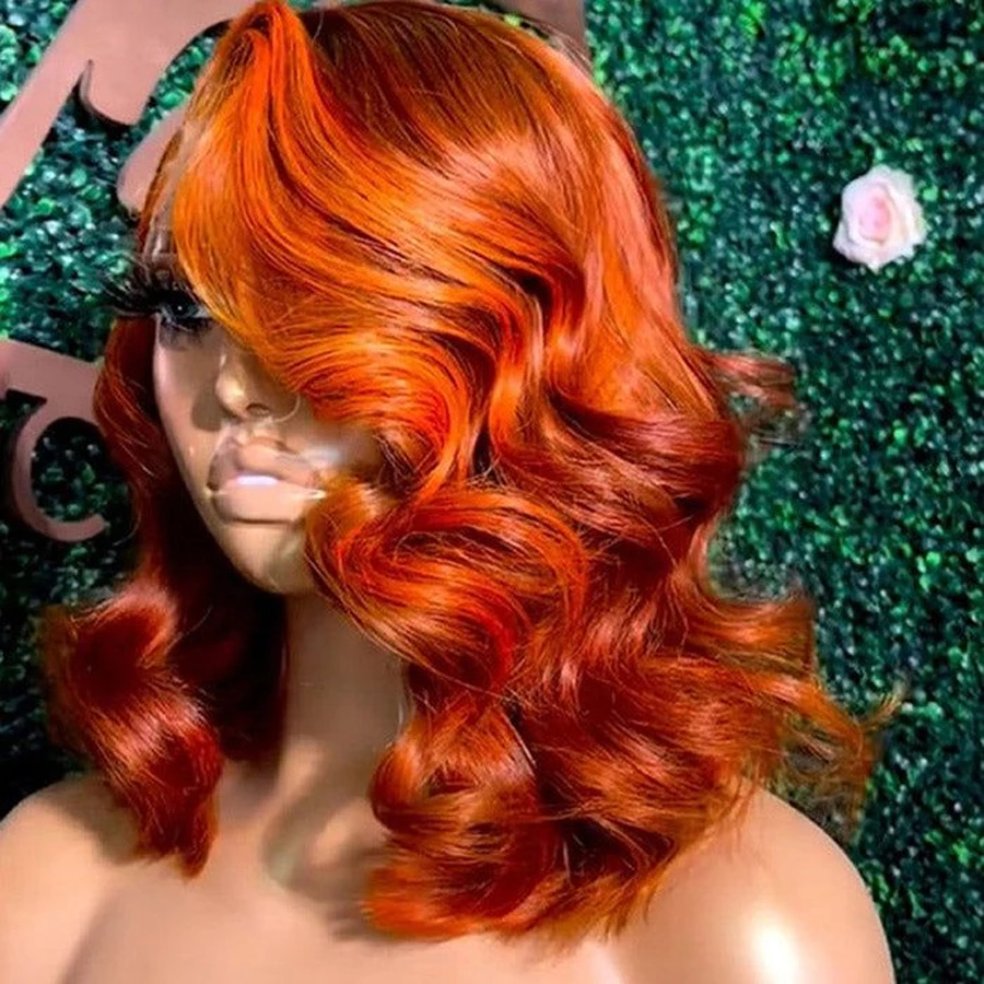 Ginger Orange  Lace Front Wigs Human Hair Bone Body Wave 13x4 Human Hair Lace Frontal Wigs Transparent Lace Wig For Women