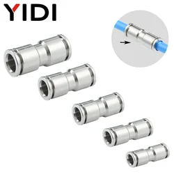 5/1pcs Metal Pneumatic Connection Air Tube Nickel Plated Brass Fitting pipe Fittings Hose Connector PU 4mm 6mm 8mm 10mm 12mm lot