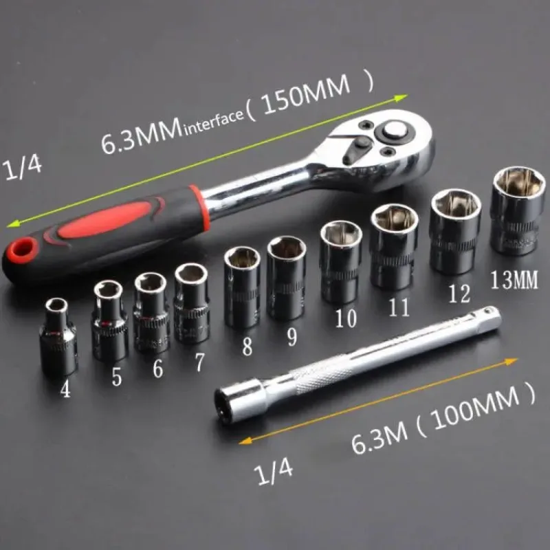 12PCS Portable Bike Repair Tool Kit Multifunctional Socket Wrench Set Motorcycle Auto Boat Hardware Maintenance Tools
