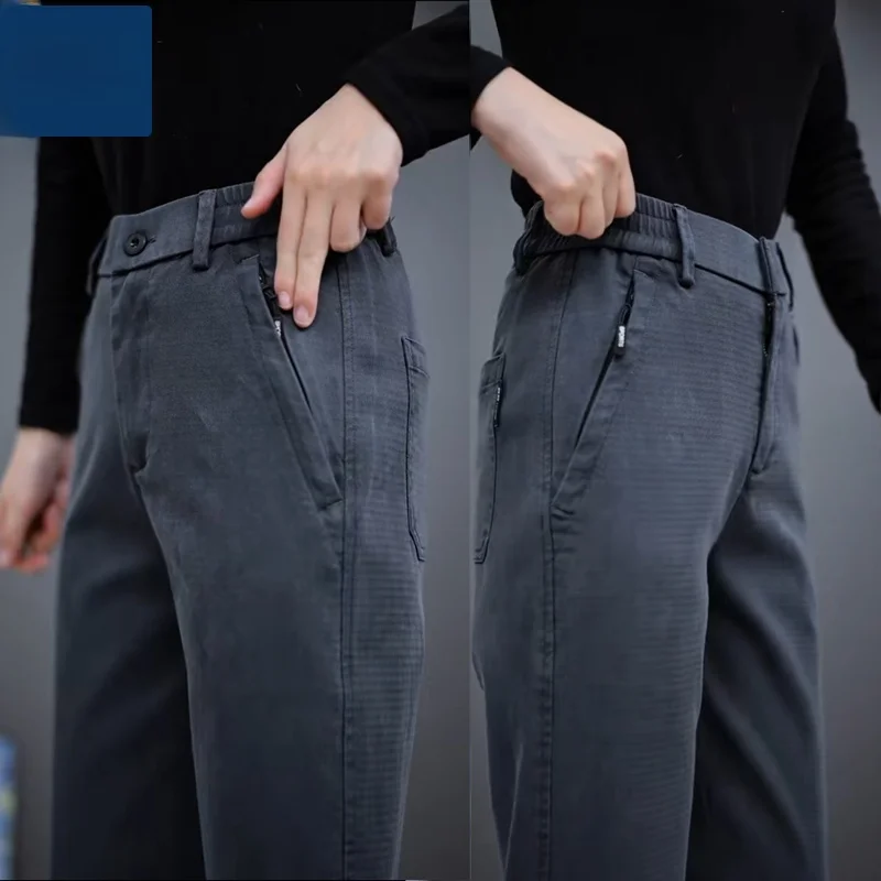 

Men's Casual Straight Leg Pants Summer Thin Zipper ket Commute Loose Fit Long Pants Faionable Youth Sle