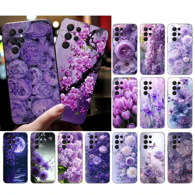 Purple Flower Rose Peony Cherry Phone Case For Samsung A52S A21S A33 A23 A13 A14 A32 A52 A53 A54 A51 A71 A15