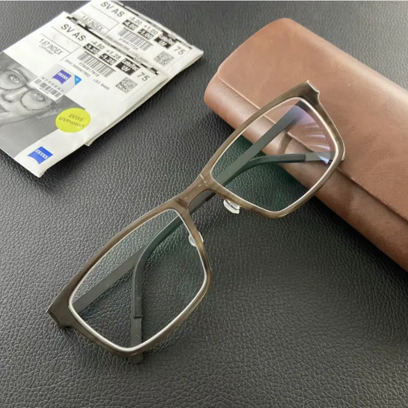 Buffalo Horn Titanium Glasses Frame Men Women Retro square Myopia Optical Eyewear Denmark Prescription Eyeglasses Frames 1819