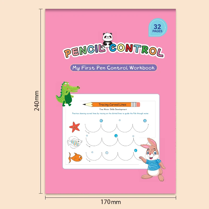 My First Pencil Control Workbook: 32 Pages of Tracing Curved Lines – Fine Motor Skills Development for Kids