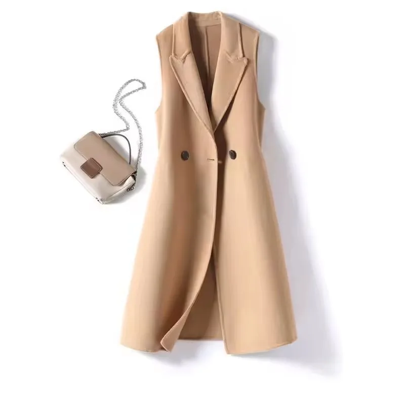 

Корейский шерстяной жилет, женское пальто, осень-зима 2022, новый повседневный жилет без рукавов большого размера, шерстяная верхняя одежда, женская