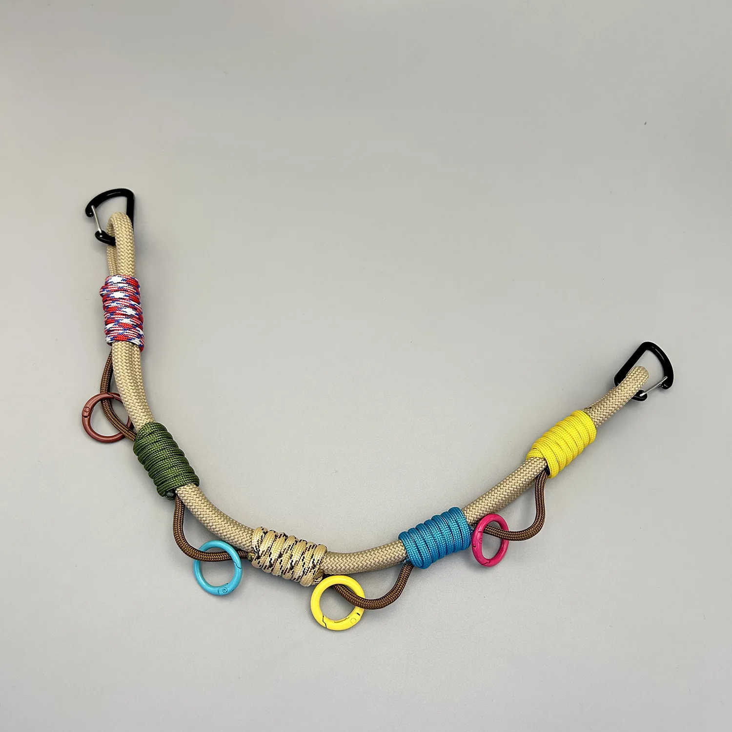 Ins Dopamine Color Paracord Backpack Extension Lanyard, Hand‑Woven Multi‑Point Hanging Decor Strap for Outdoor Bag