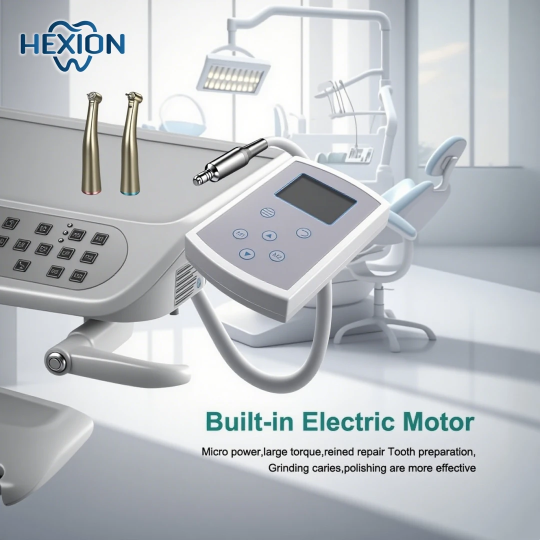HEXION Built-in Dental Electric Motor-Brushless Large Torque Fiber Optic- Works with 1:1/1:5/16:1 Contra Angle Professional Tool
