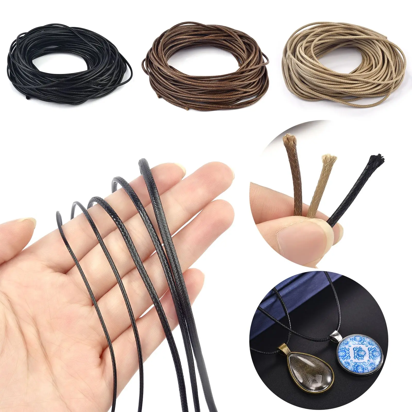 5m/Lot 1-3mm Leather Cord Round Wax Rope String DIY Necklaces Bracelet Wax Cord Jewelry Making Accessories