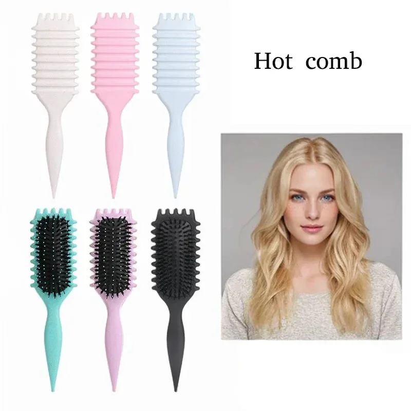 

New Style Sells Comb Curl Brush Eco-friendly Mustard Wheat Pole Pig Bristle Air Bag Hair Comb Large Wave Hair Comb
