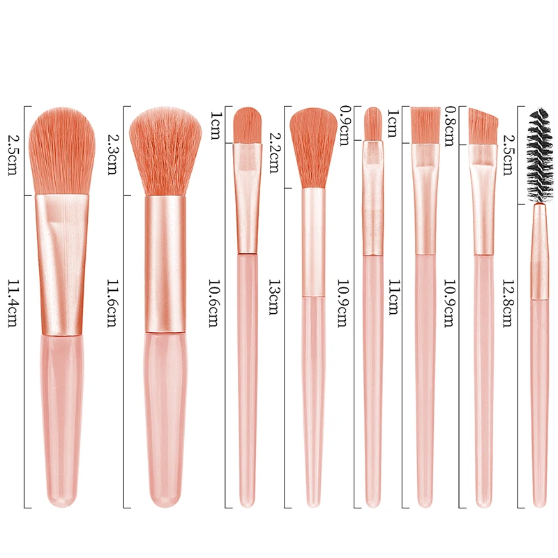 8pcs Makeup Brushes Set Soft Hair Eyeshadow Blending Blush Eyelash Eyebrow Foundation Brush Glitz And Glam Women Beauty Tool