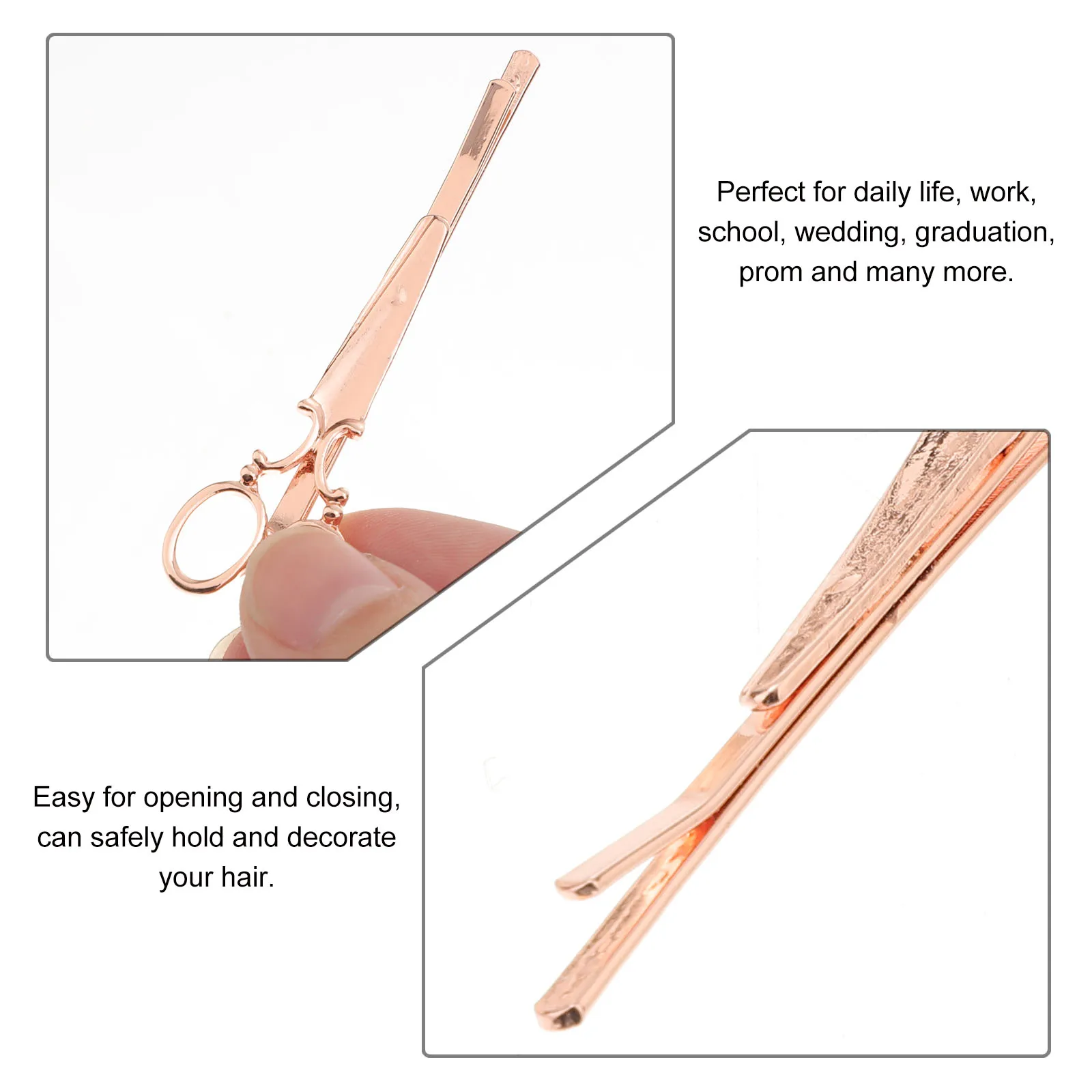 

6pcs Alloy Scissors Shaped Hairpin Women Girl Hair Clips Barrette Bobby Pins One-piece Daily Work School Wedding Gifts