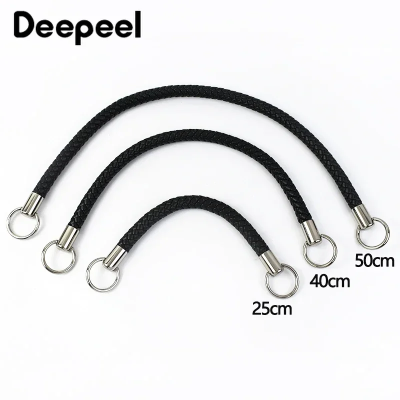 2Pcs Deepeel 25/40/50cm Handbag PU Leather Woven Handles Purse Wallet Braided Rope Straps DIY Luggage Replacement Accessories